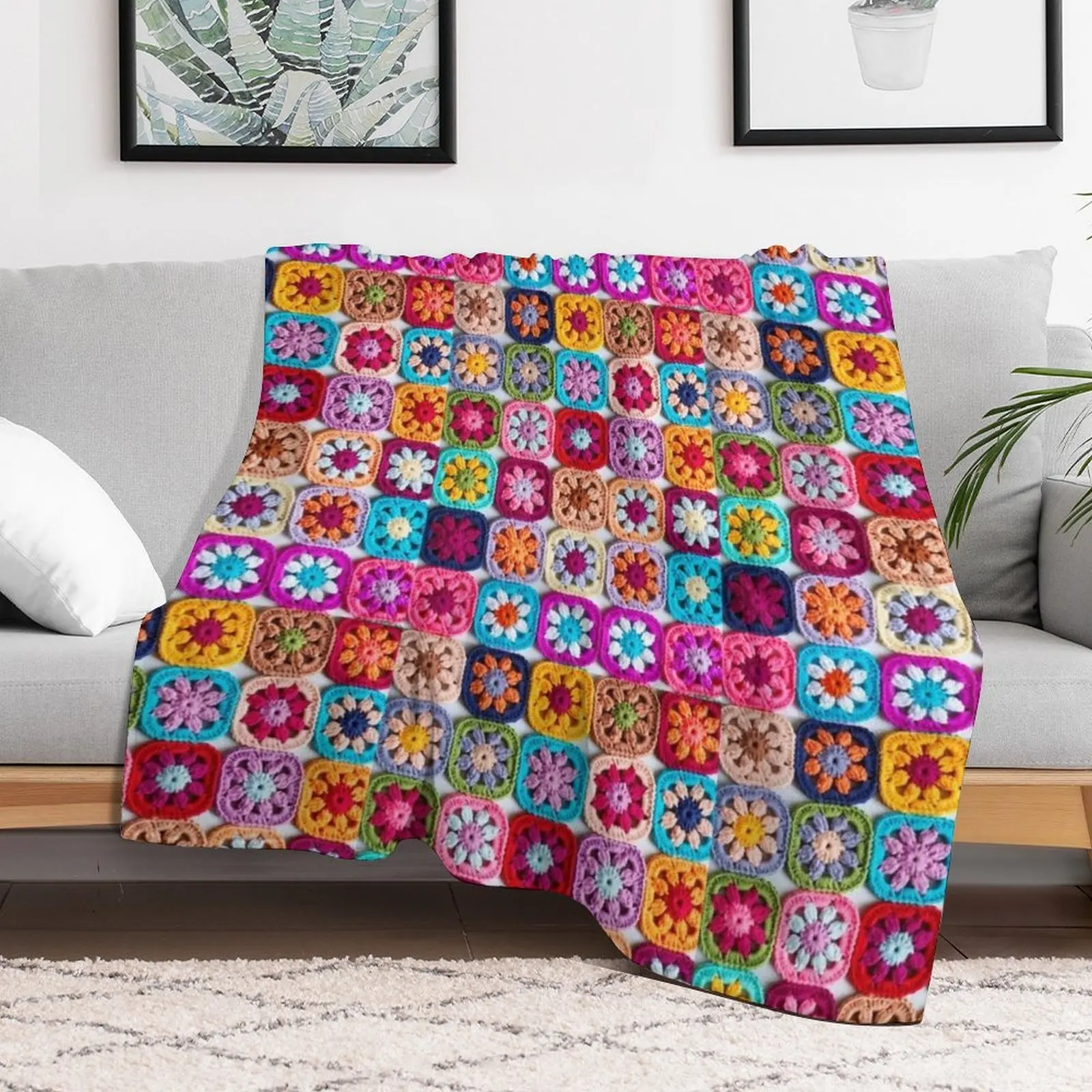 knitted background granny square Throw Blanket Summer Beddings Custom Blankets