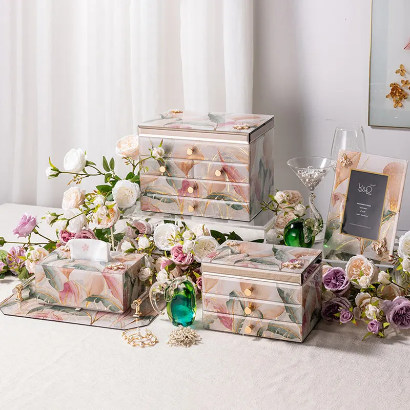 Multi Layer Drawer Jewelry Storage Box for Necklace Earrings Rings Jewelry Organizer