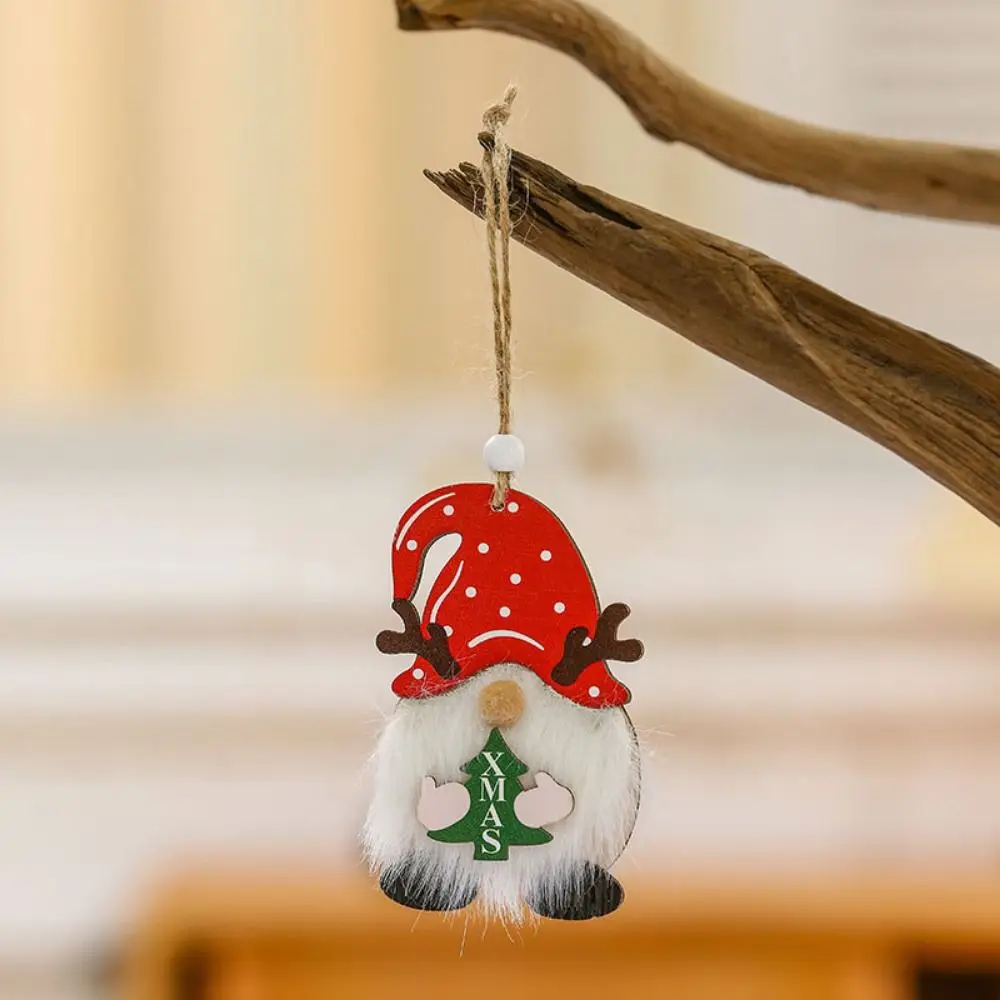 2D Wooden Gnome Pendants Decorative Cartoon Faceless Old Man Pendant Gnome Hanging Pendants Hanging Christmas Tree Decorations