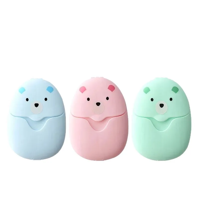 Disposable Bear Soap Sheets, Travel Portable Mini Hand Washing Soap Paper for Kids, Students & Daily Carry