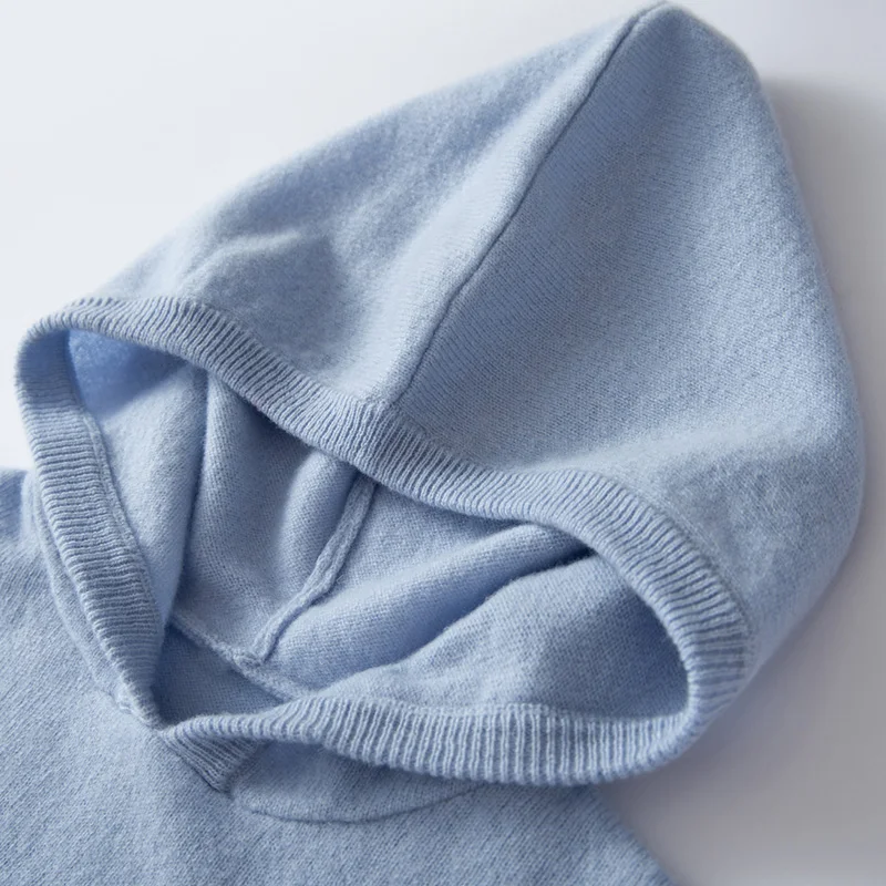 Boy Girl Hooded Pullover 100% Merino Wool Sweater Children's Autumn Winter Basic Tops Kids Casual Long Sleeve Soft Warm Knitwear view 6
