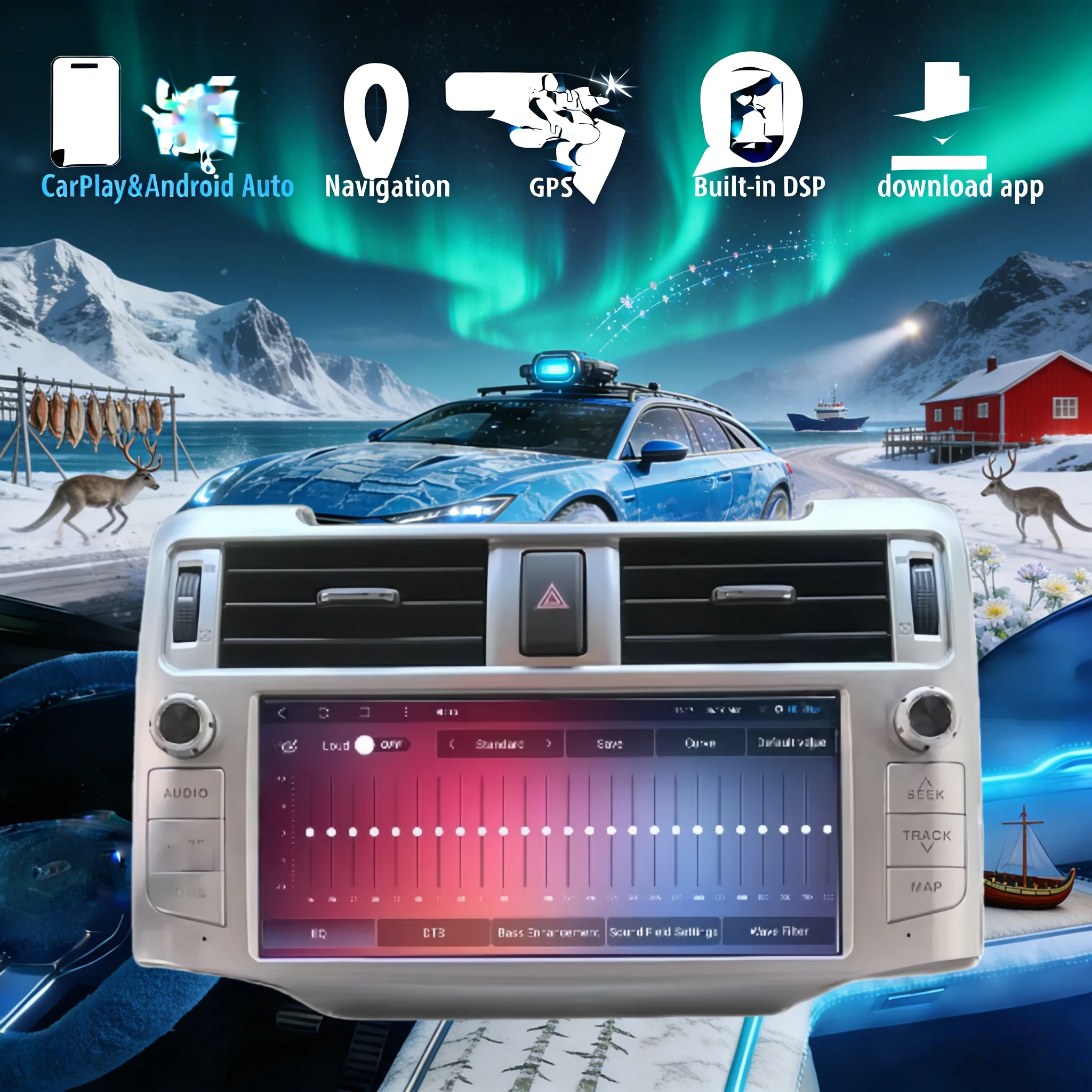 

Мультимедийный стереоплеер CarPlay Auto Android 10,3 дюйма для Toyota 4Runner 2010 2011 2012-2022, экран, автомобильное радио, GPS, головное устройство