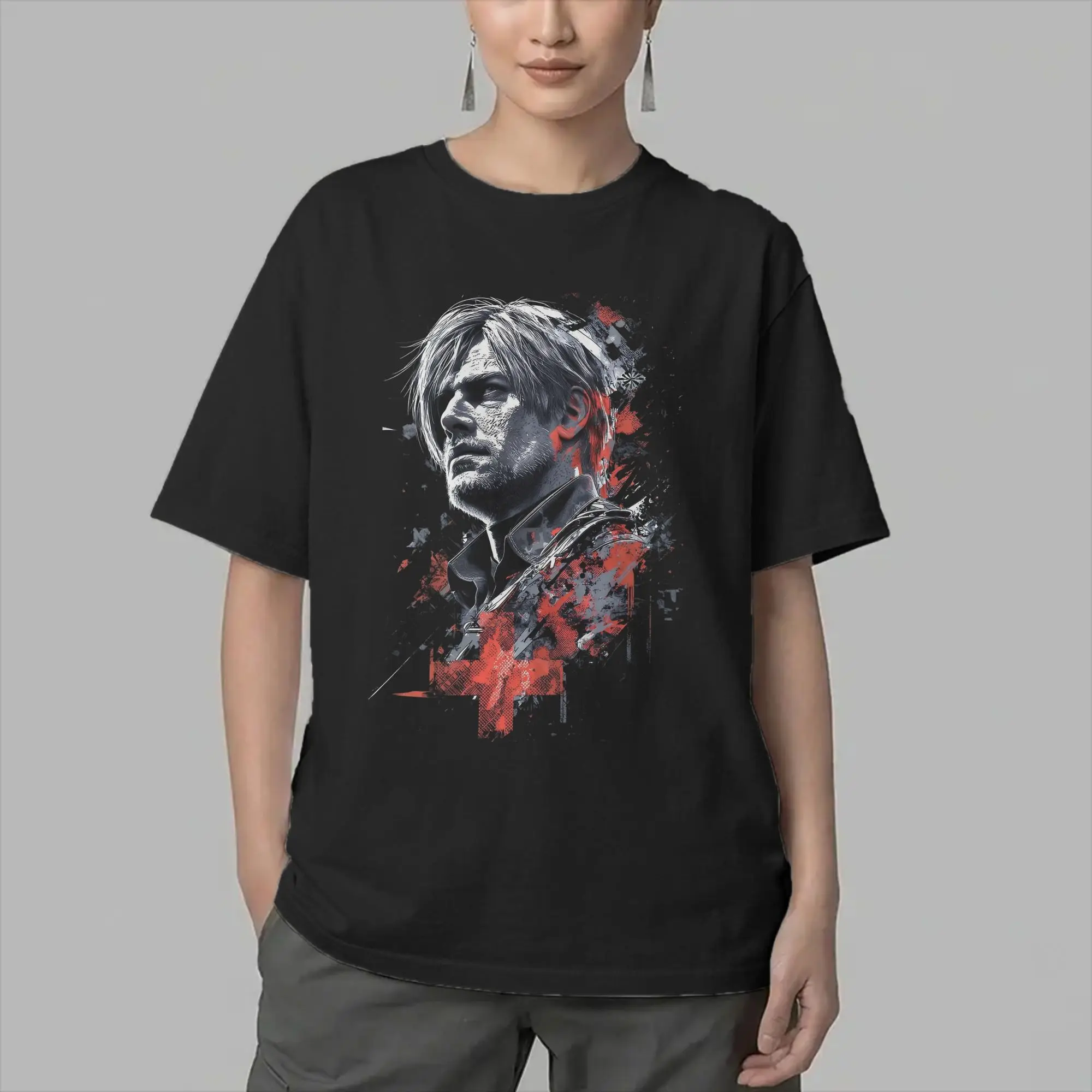 Leon S. Kennedy T Shirt Men 100% Cotton Funny T-Shirt Round Collar  Tees Short Sleeve Clothes Big Size