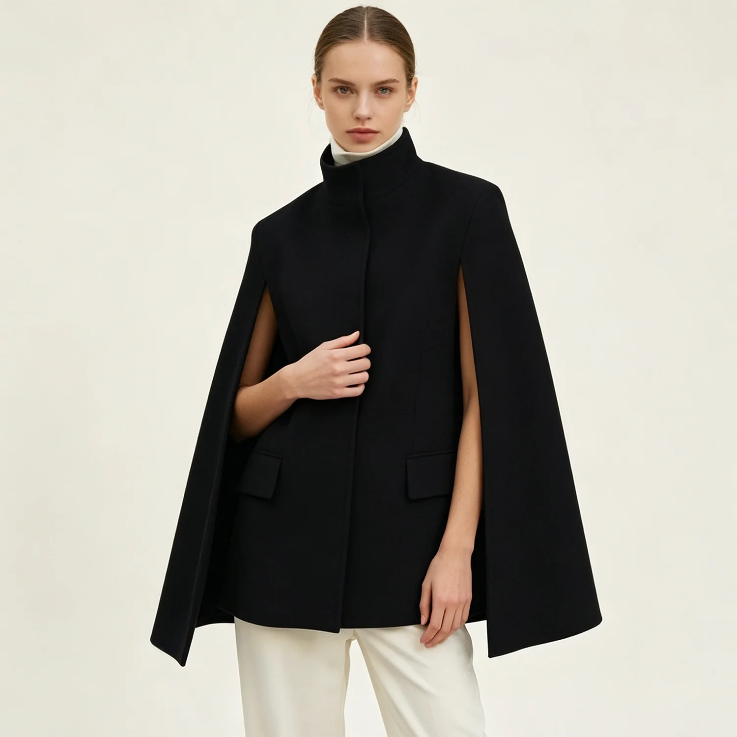 PUAL  Wool fabric stand collar - Women Formal Wear Stitching 评论和价格