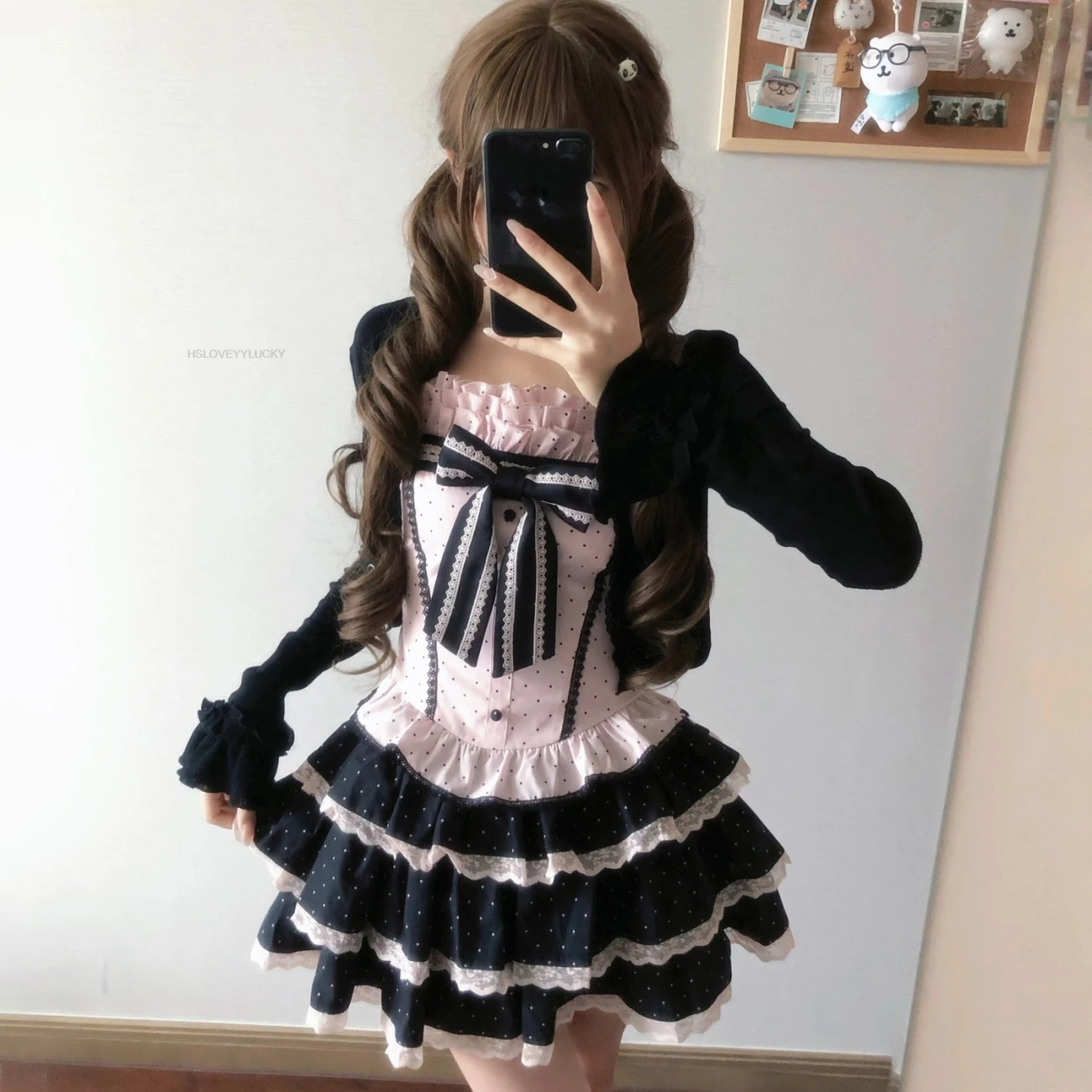 Summer Sweet And Cute Korean-style Bow long-sleeved Cardigan And Lace Patchwork Camisole Mini Skirt Set Girl Jk Uniform Dress