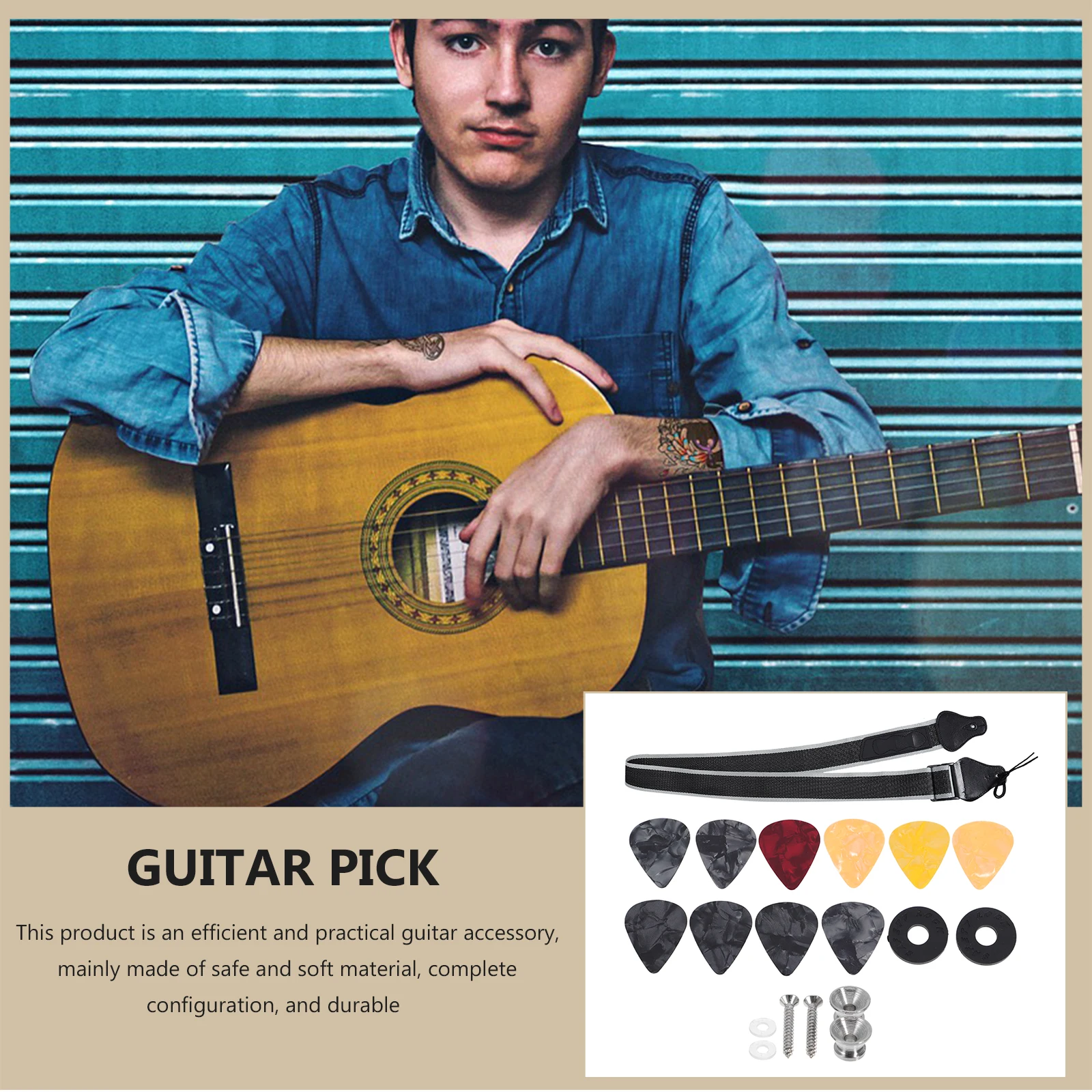 

1 Set Adjustable Guitar Shoulder Strap Pick Holder Slots Lightweight Foldable Universal Belt Replacement Accessories For All