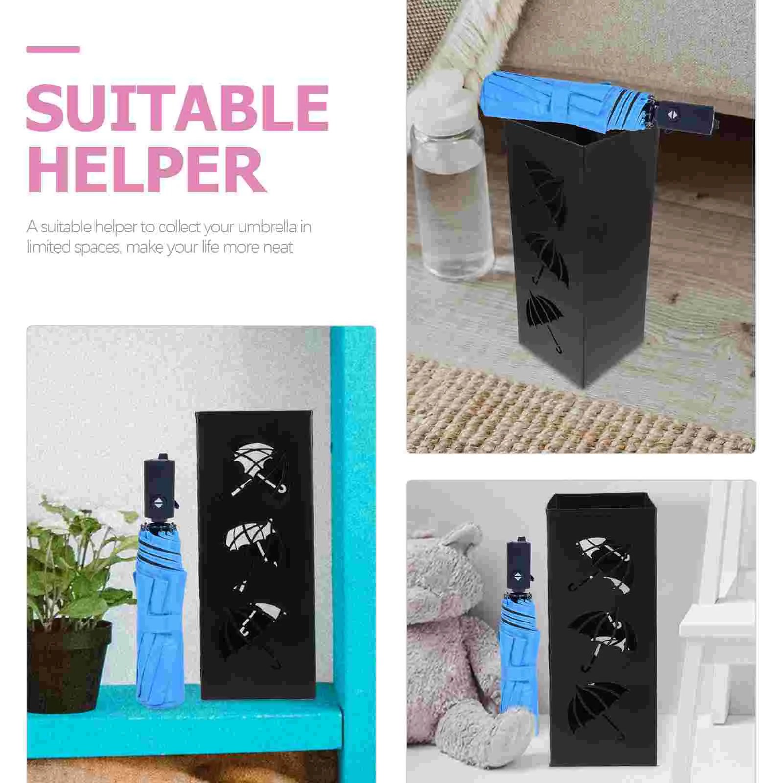 Umbrellas For Rain Rack Metal Square Umbrella Holder Free Standing Umbrella Storage Organizer Bin Hollow Out Umbrella Bucket