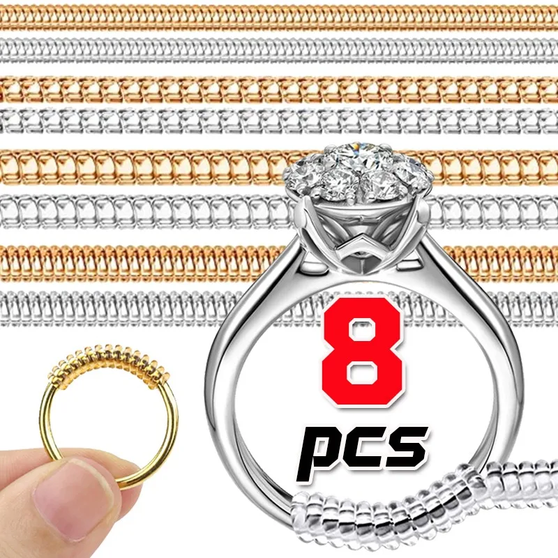 8pcs מתמיר טבעת כלי מפחית גודל בלתי נראה ספירלה קפיץ מבוסס טבעות שקוף חזק יותר