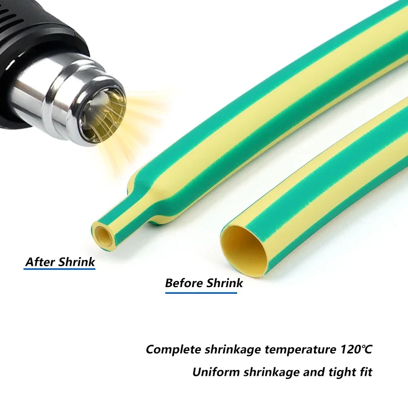 3:1 Glued Heat Shrink Tube Yellow Green 1.6~39mm Polyolefin Insulated Dual Wall Adhesive Line Protector Wrap Cable Sleeve 1~10M
