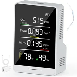 Indoor Air Quality Monitor,Professional Accurate CO2,TVOC,HCHO,Humidity&Temp Air Quality Sensor,for Home,Office,School,Hotel,Car