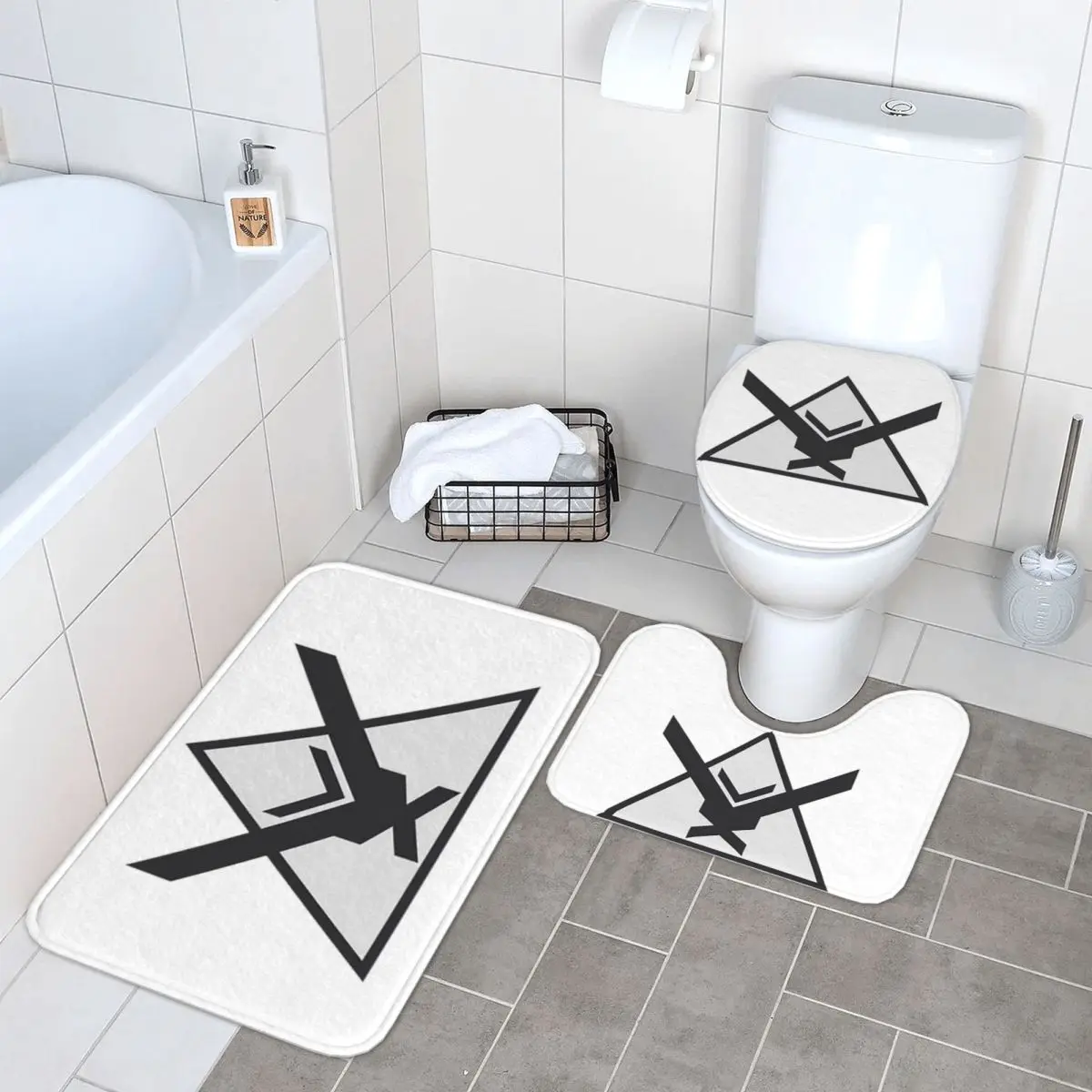 Halo Reach Alfombra de baño de 3 piezas, juego de baño, tapa de inodoro, decoración del hogar, alfombra antideslizante