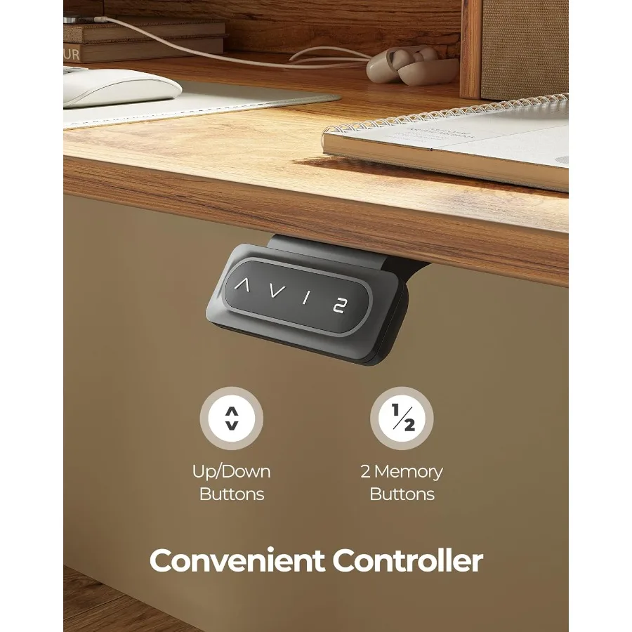 48'' x 24'' Adjustable Standing Desk with Double Drawers for Home Office Setup Height-Adjustable Stand-Up Table with 4 Sturdy F