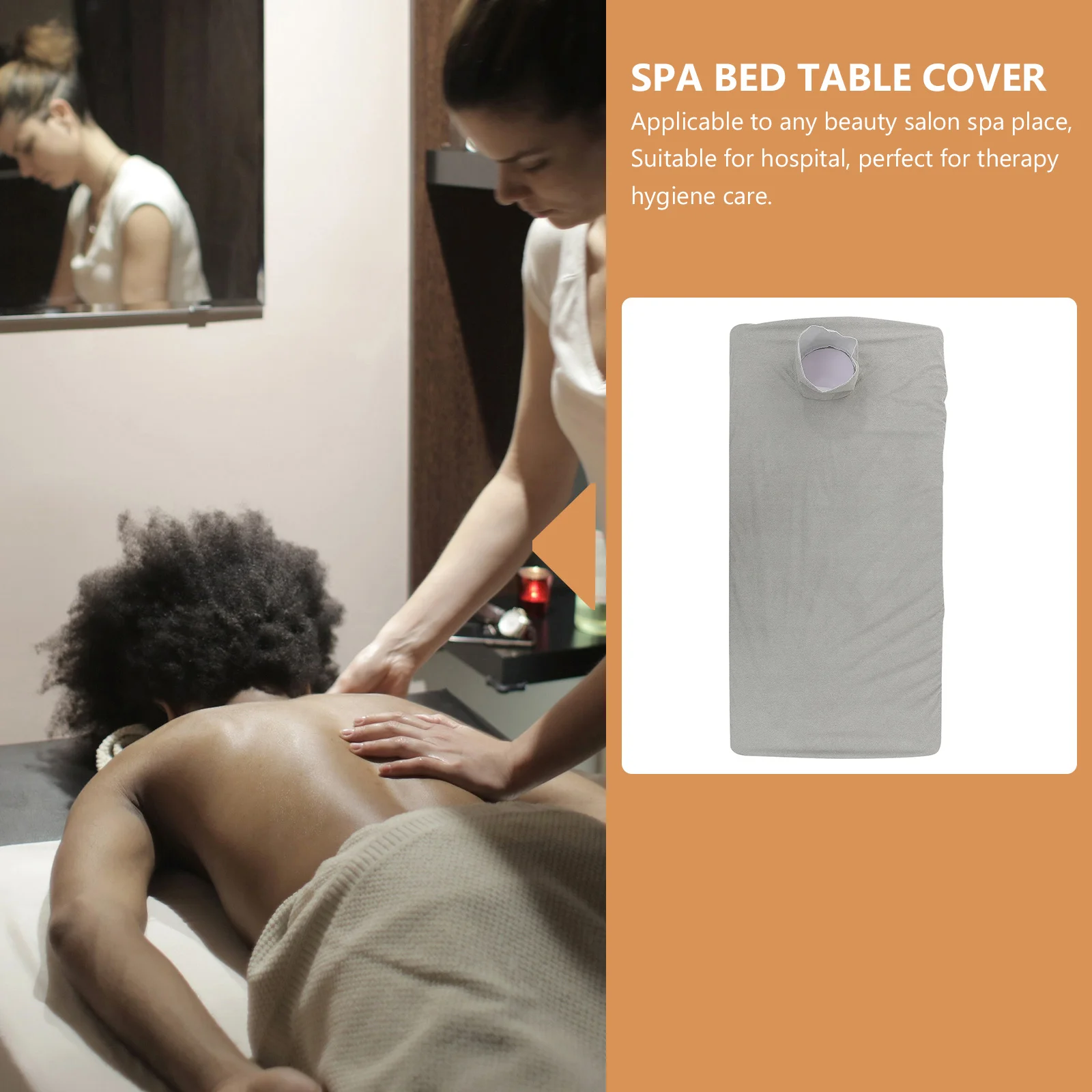 

Massage Bed Cover with Hole Grey Waterproof Oil-Proof Stretchable Sheet for Beauty Spa Hospital Fitted Table Cover