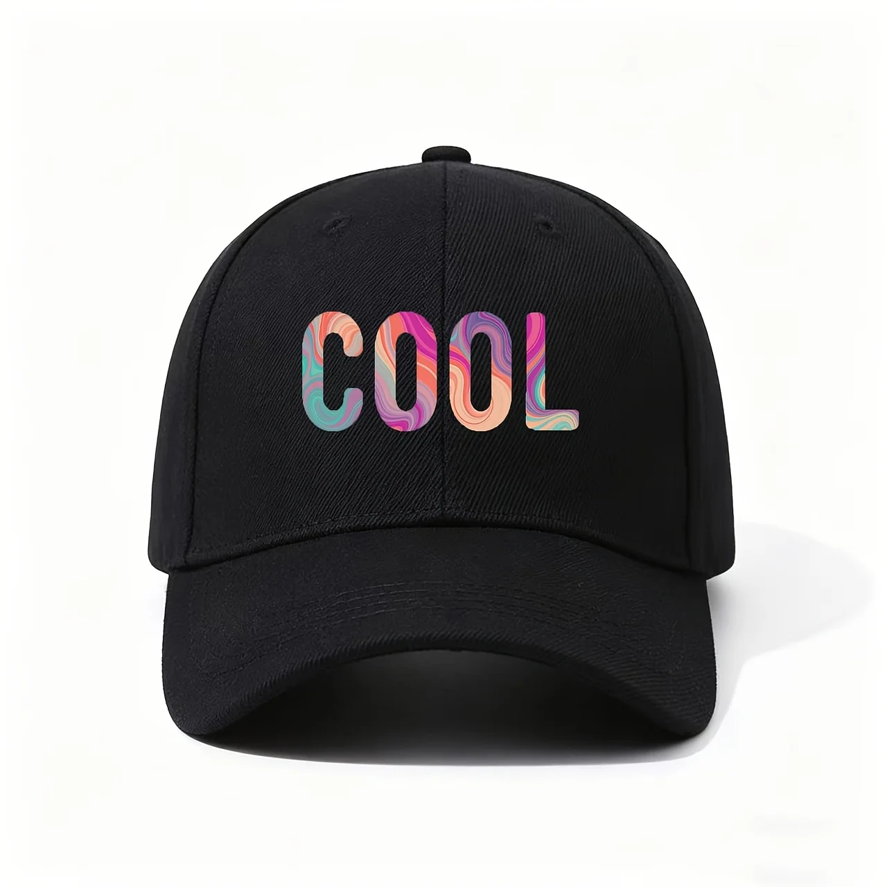 Baseball Cap, with Vibrant Marbled COOL Typography, Made from Soft Lightweight Fabric with Adjustable Fit, Adds a Retro Psychede
