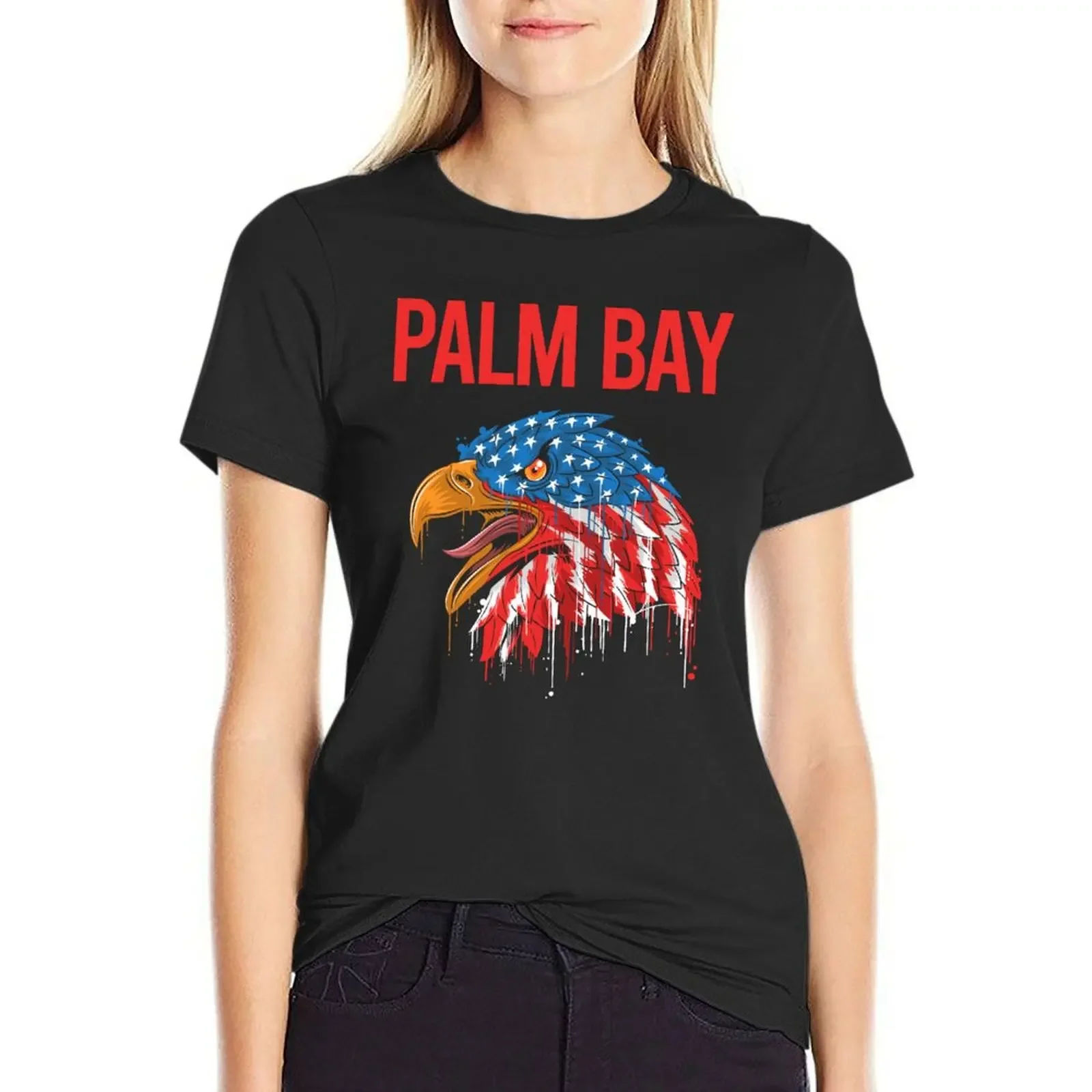 

USA Eagle Palm Bay T-Shirt quick drying customs oversized plus size tops fashion woman blouse 2025