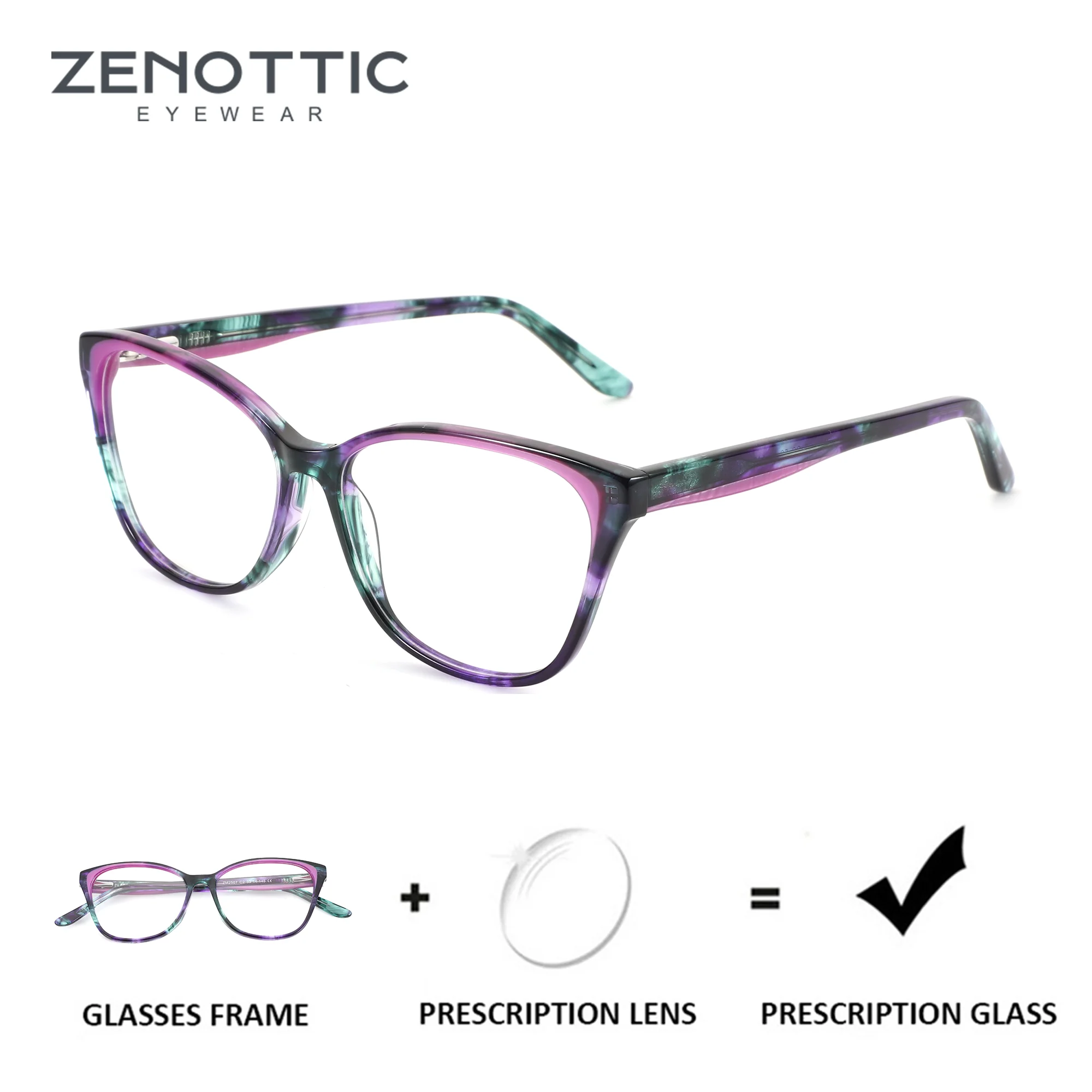 

Очки ZENOTTIC (размер XXS) с ацетатной оправой в форме кошачьего глаза для женщин, прогрессивные оптические очки с защитой от синего света, очки для коррекции близорукости