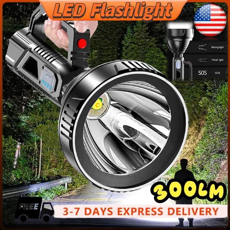 كشاف كشاف USB قابل لإعادة الشحن 3 أوضاع كشاف LED محمول للحياة مقاوم للماء أثناء الإعصار والطوارئ والعواصف #1