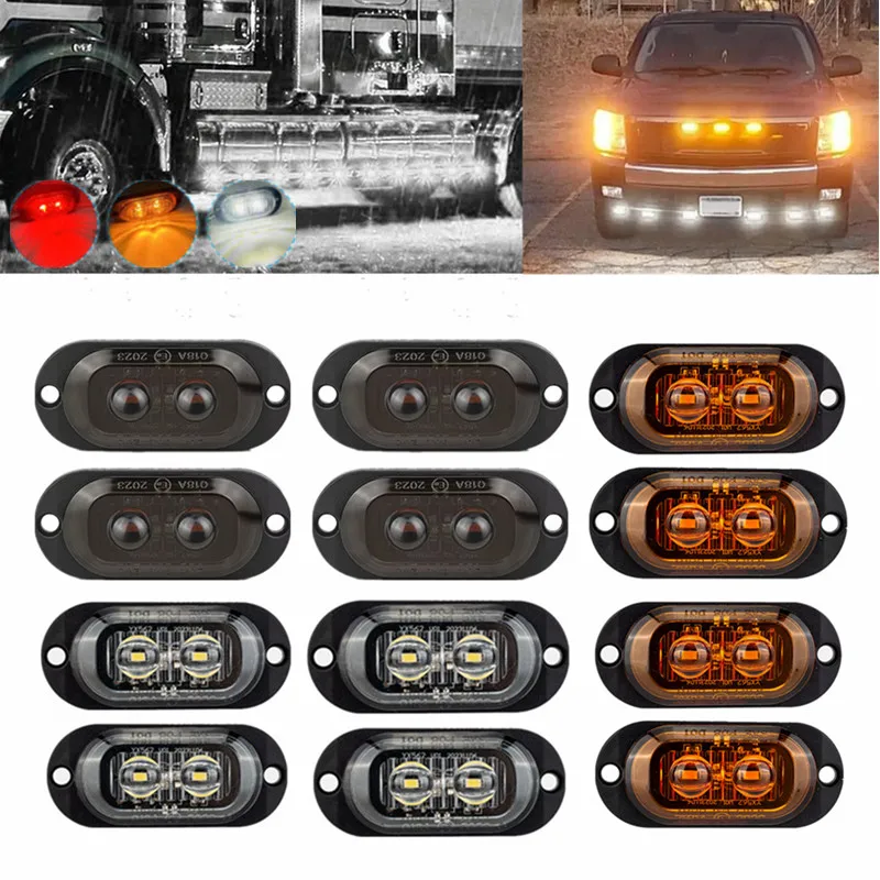 4PCS Car Warning Light 4LED Trailer Side Lamp Truck Turn Signal Side Marker Lights Car Lorry Front Marker Tail Lights 12-24V