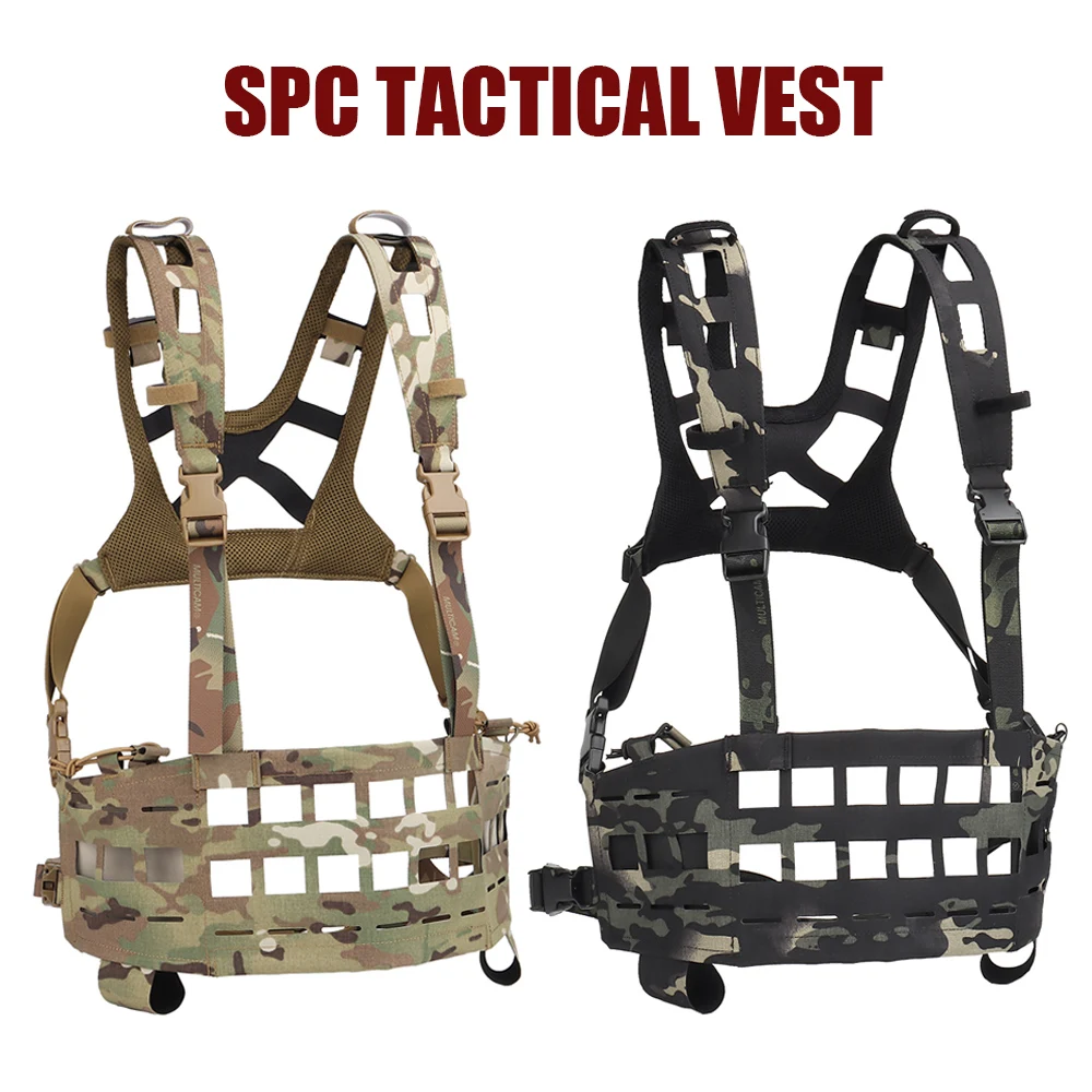 SPC Tactical Chest Rig Lightweight Military Hunting Vest with Portable Pockets MOLLE Airsoft Paintball CS War Game Equipment