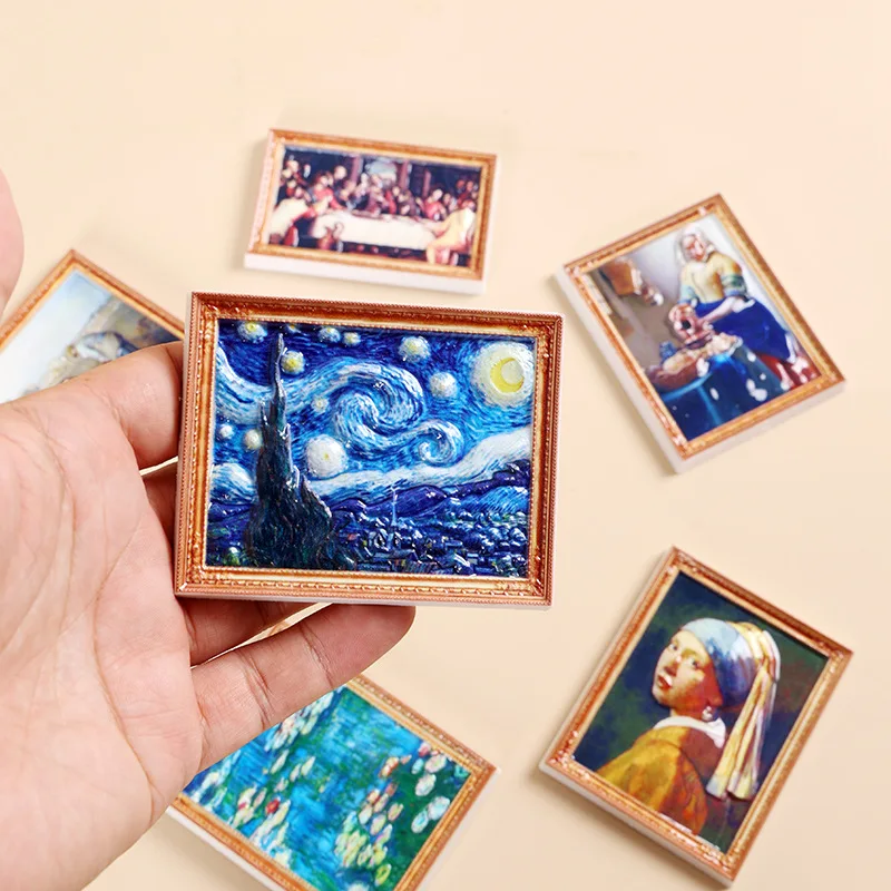 Collectible Famous Painting Fridge Magnets 7 Pcs Set 3D Embossed Resin Oil Art Refrigerator Magnets Van Gogh Classic Gift Box