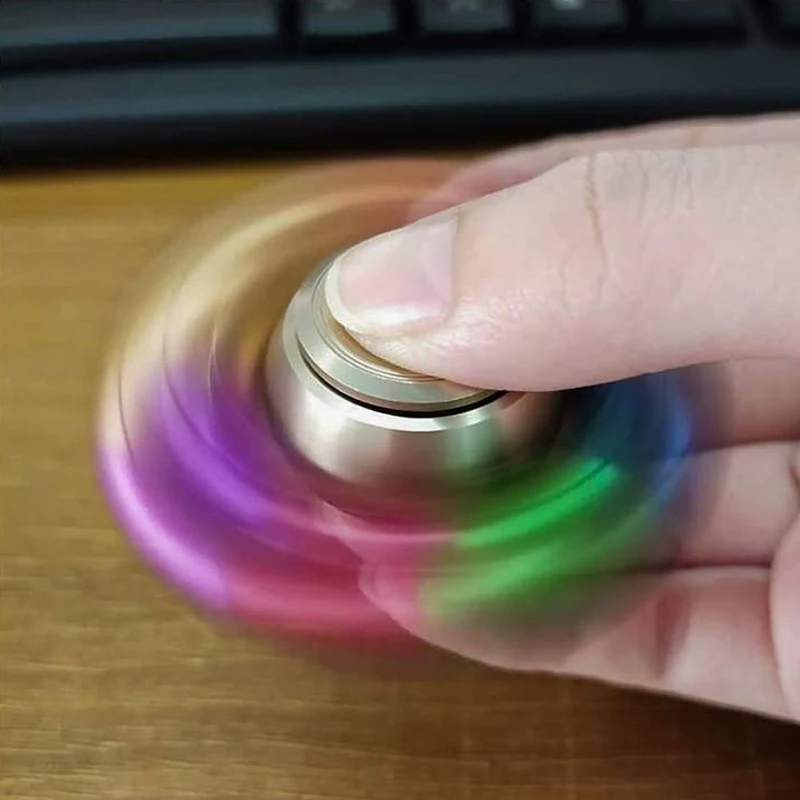 Spinner de Metal antiestrés para adultos y niños, juguete antiansiedad, descompresión, giroscopio arcoíris para la yema del dedo