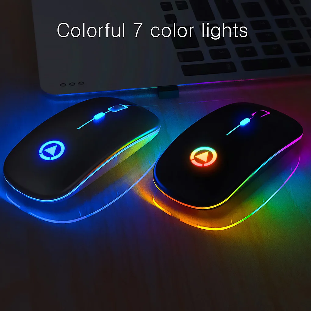 Mouse silenzioso senza fili ricaricabile retroilluminato a LED Mouse USB Mouse da gioco ottico ergonomico Mouse per PC Desktop