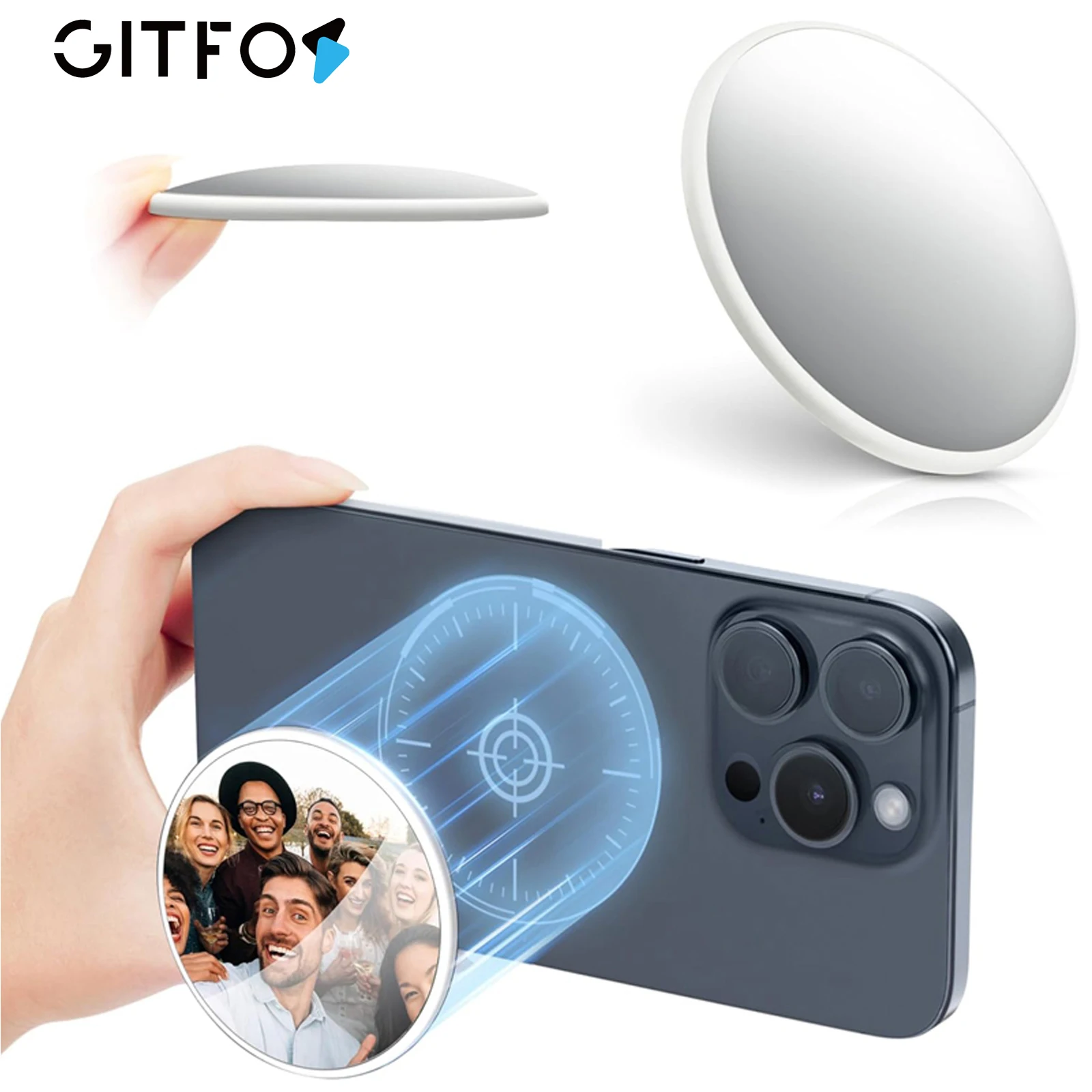 GITFOS Universal Magnetic Phone Rear Selfie Vlog Mirror HD Photo Assist Camera Convex Mirror for iPhone Photography Accessories