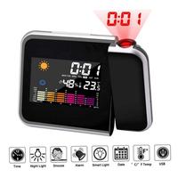 New Alarm Clock With Night Backlight Color Digital LED Screen Projector Adjustable Projection Angle Weather Station Alarm