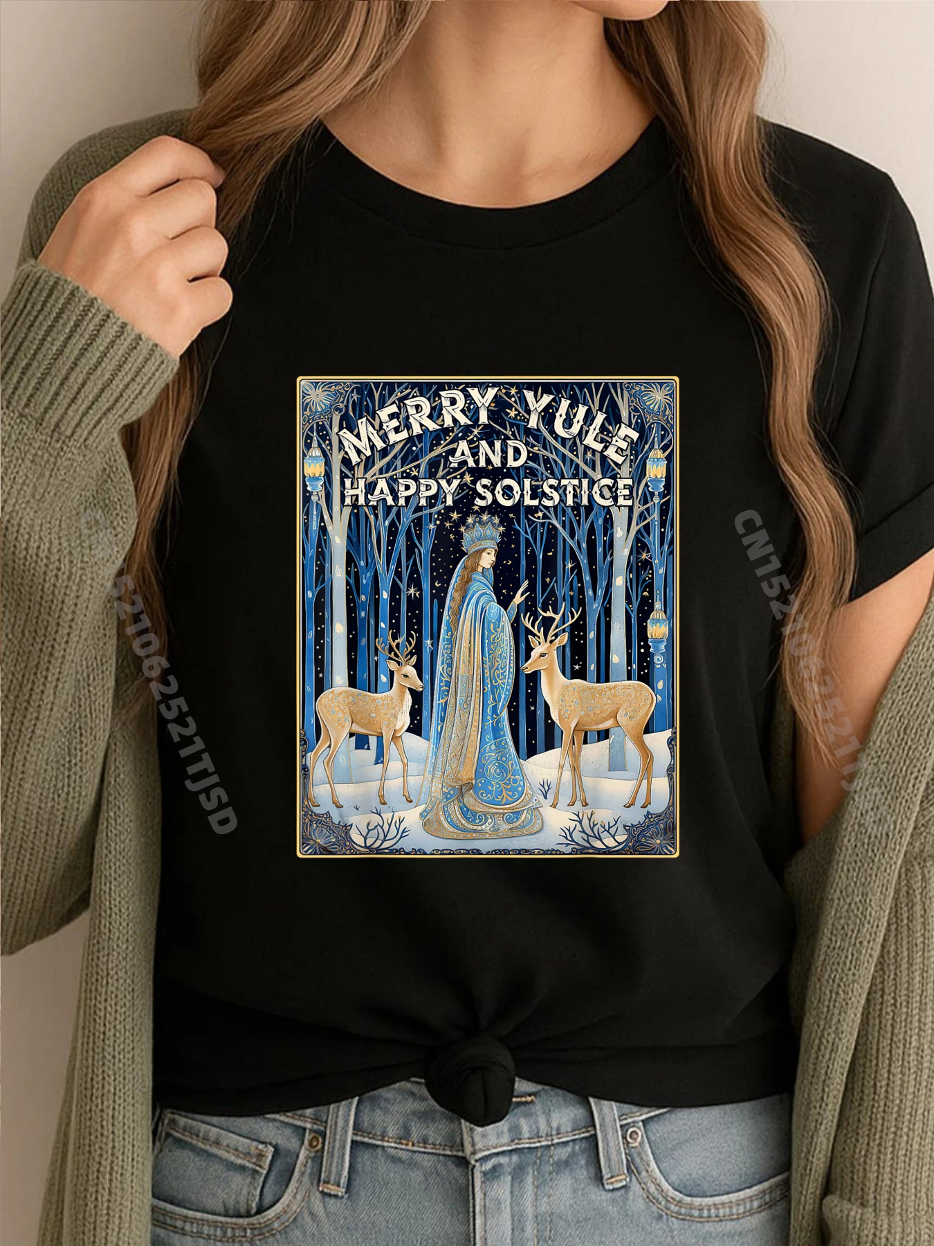 

Рождественские готические футболки с рисунком Merry Yule And Happy Winter Solstice Deer, женские забавные футболки
