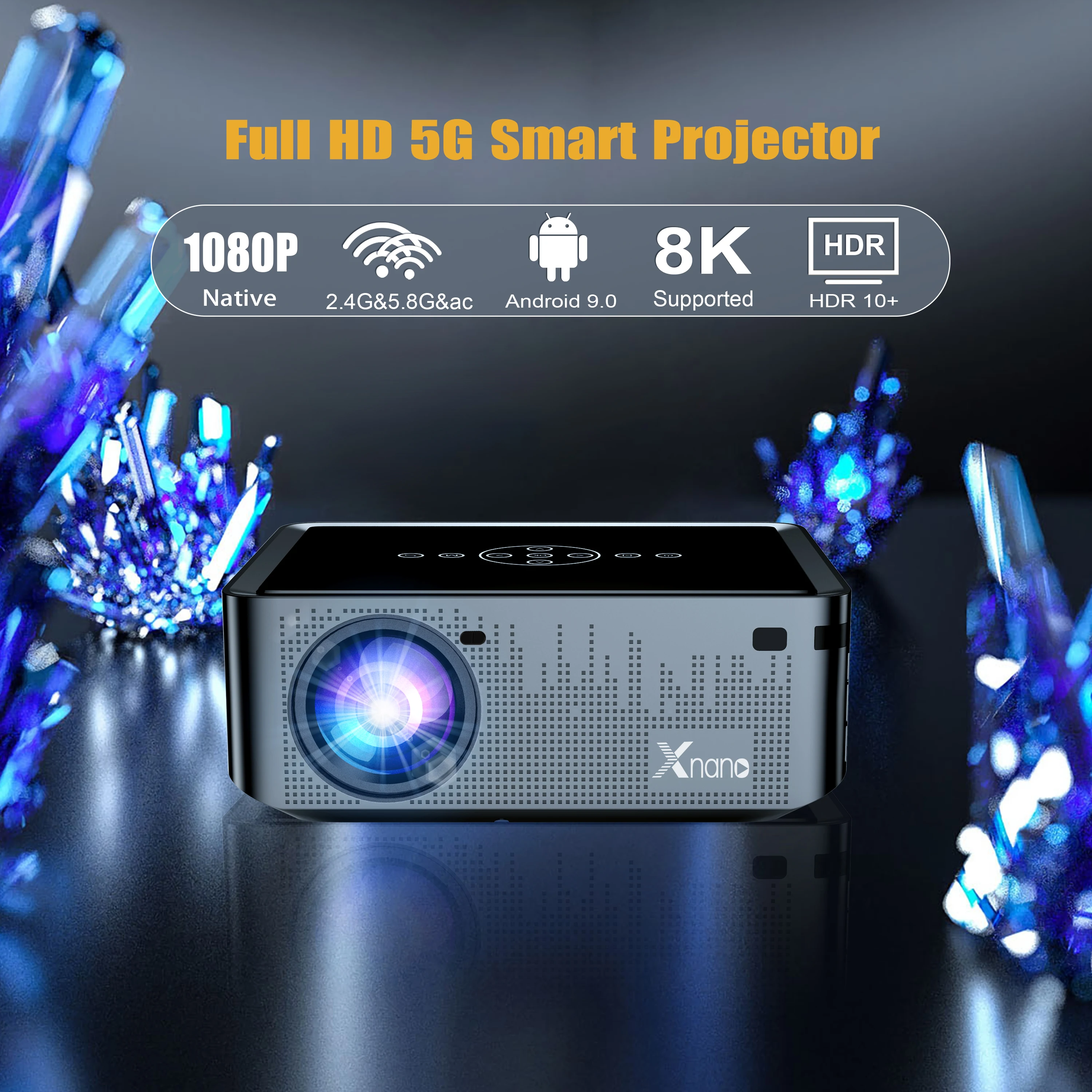 Proiettori portatili 4K Wfi BT Supporto HD ad alta luminosità Sistema WiFi Android Display mobile Home Cinema Uso esterno