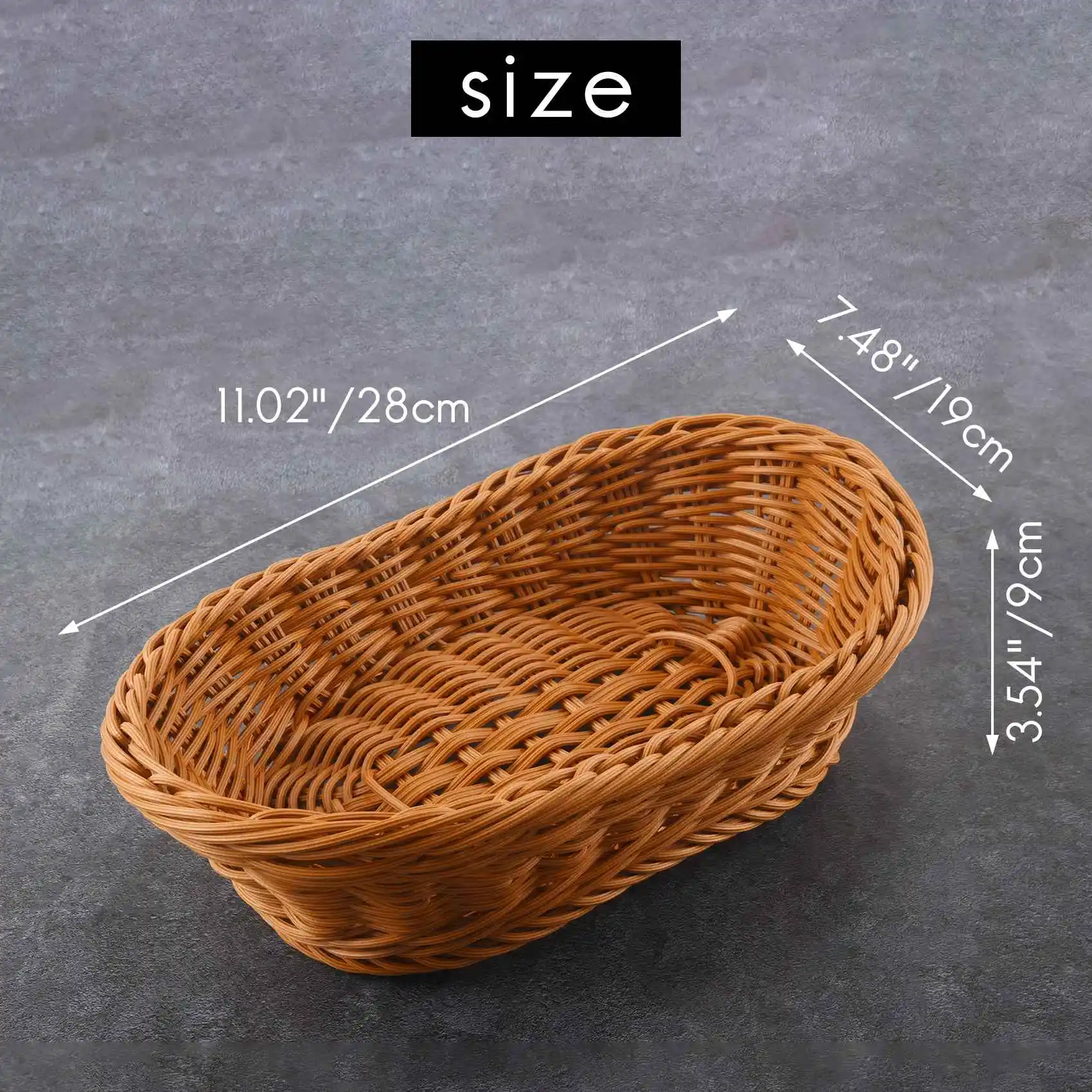 

-A96P Oval Wicker Woven Basket Bread Basket Serving Basket, 11 Inch Storage Basket For Food Fruit Cosmetic Storage Table Top And