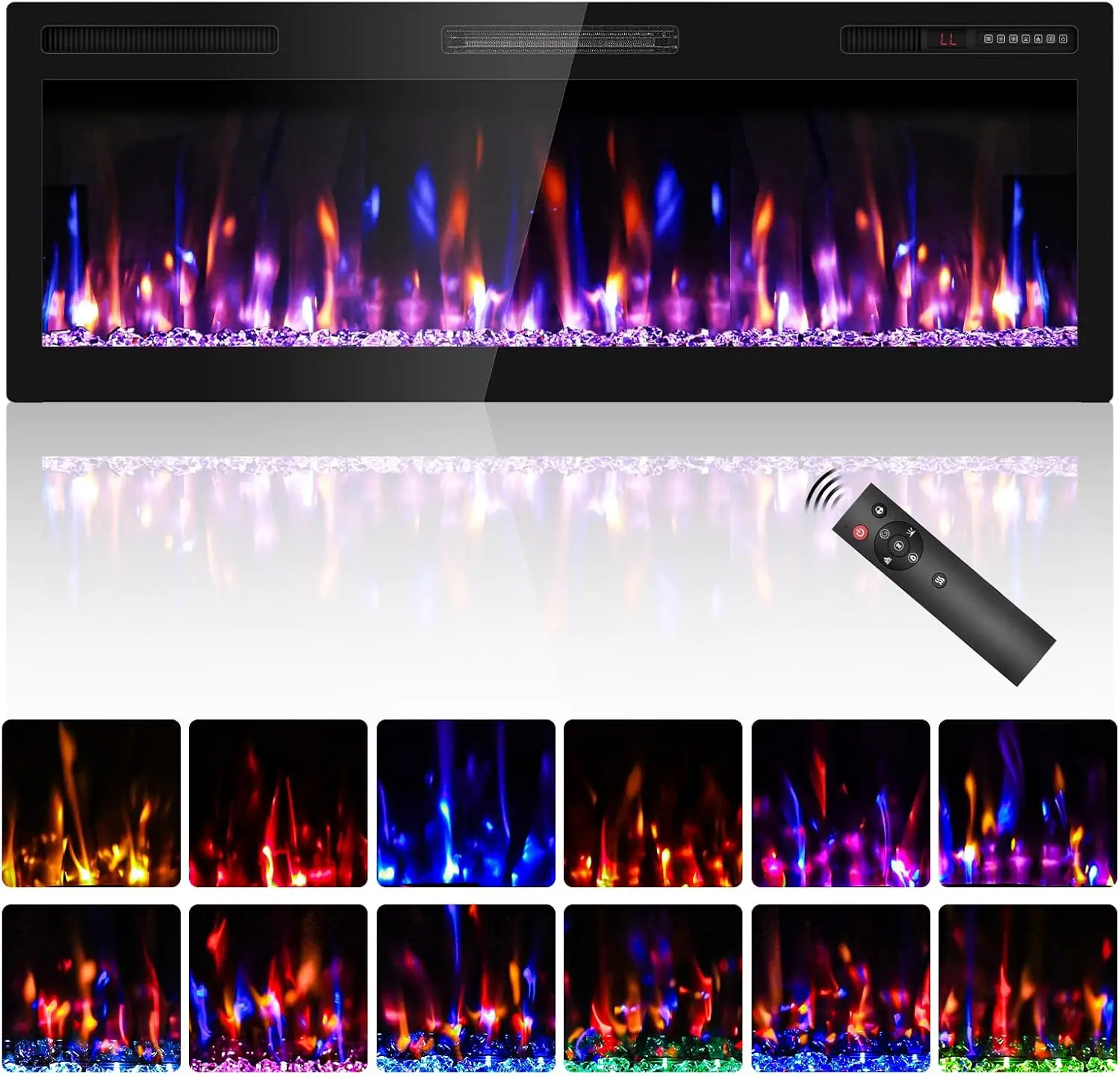 

Электрический камин 50 I h, встраиваемый и настенный, ультратонкий линейный камин, 750/1500 Вт, с кристаллом, реалистичный HD Fl