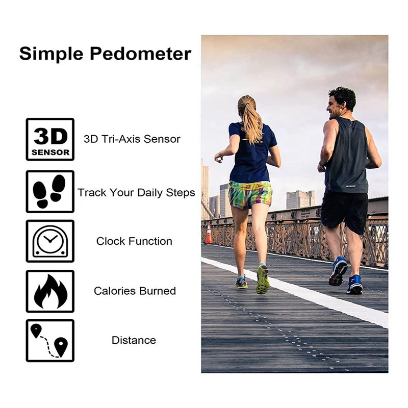 1Pcs Pedometer 3D Step Counter For Walking, Portable Step Tracker, Accurate Step Counter With Large Display