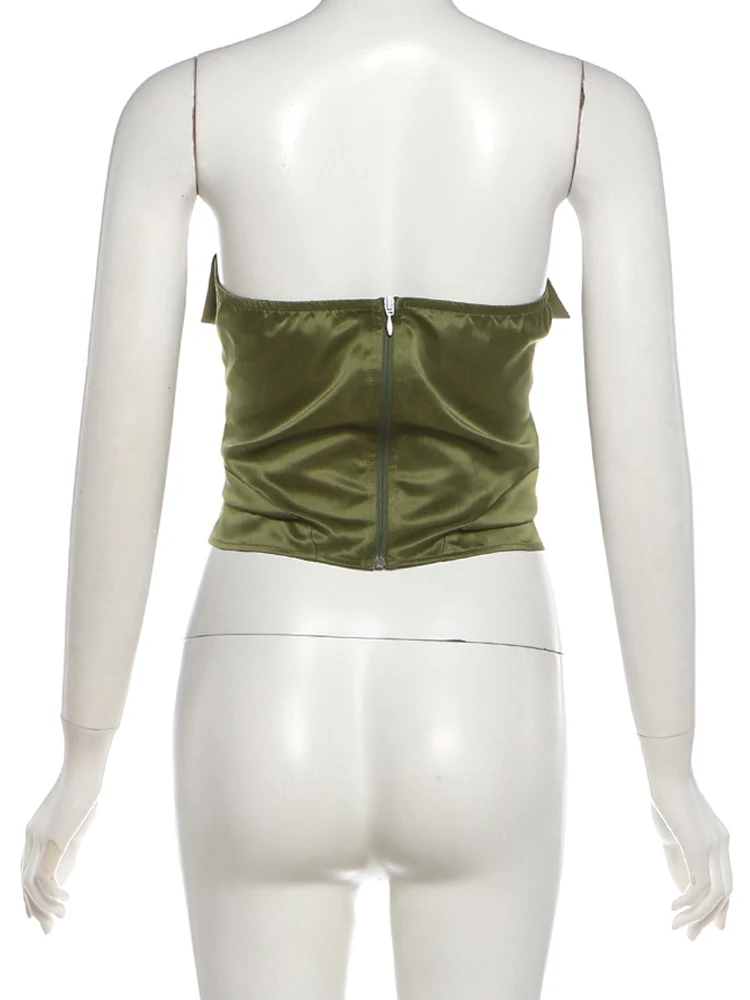 Weird Puss Sexy 2-teiliges Set für Damen, Farbblock-Design, gerafftes Satin-Tanktop mit Reißverschluss + Shorts mit Quasten-Patchwork und Pailletten, Hottie Street Suit – Detail 7