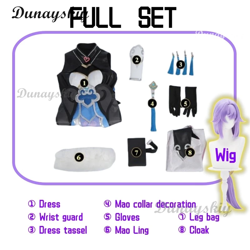 Honkai Star Rail Baiheng Cosplay Costume Full Set Outfit Bai Heng Cosplay Dress With Accessory Baiheng Cosplay Wig Props