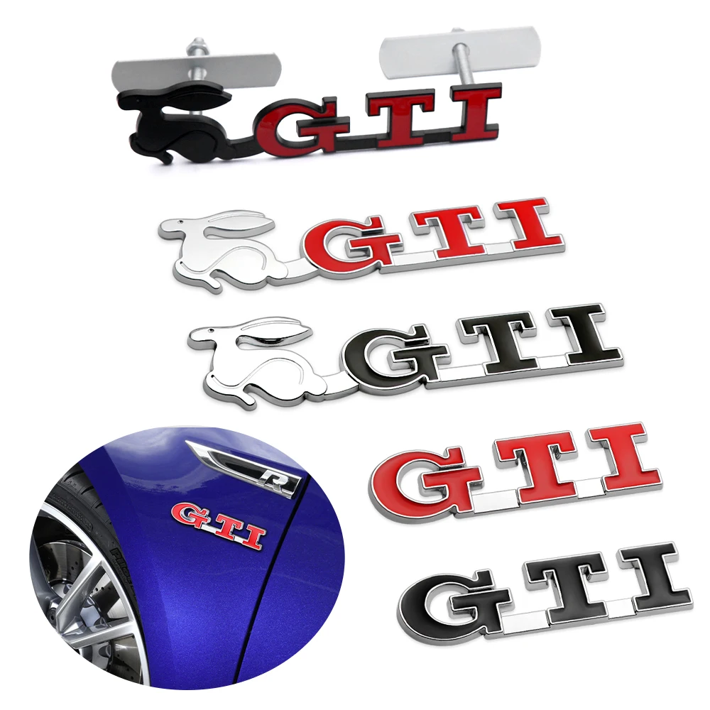 1Pc Car Metal Grill Badge GTI Logo Emblem Decals Sticker For VW Golf 2 3 4 8 7 MK2 MK3 MK4 MK5 MK6 MK7 Automobile Grill Sticker