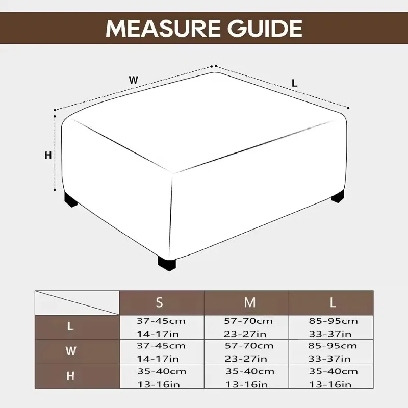 مسند قدم مستطيل عثماني بلون نقي، أغطية حماية متينة لمسند القدمين من القماش المطاطي، أغطية عثمانية للمنزل #2