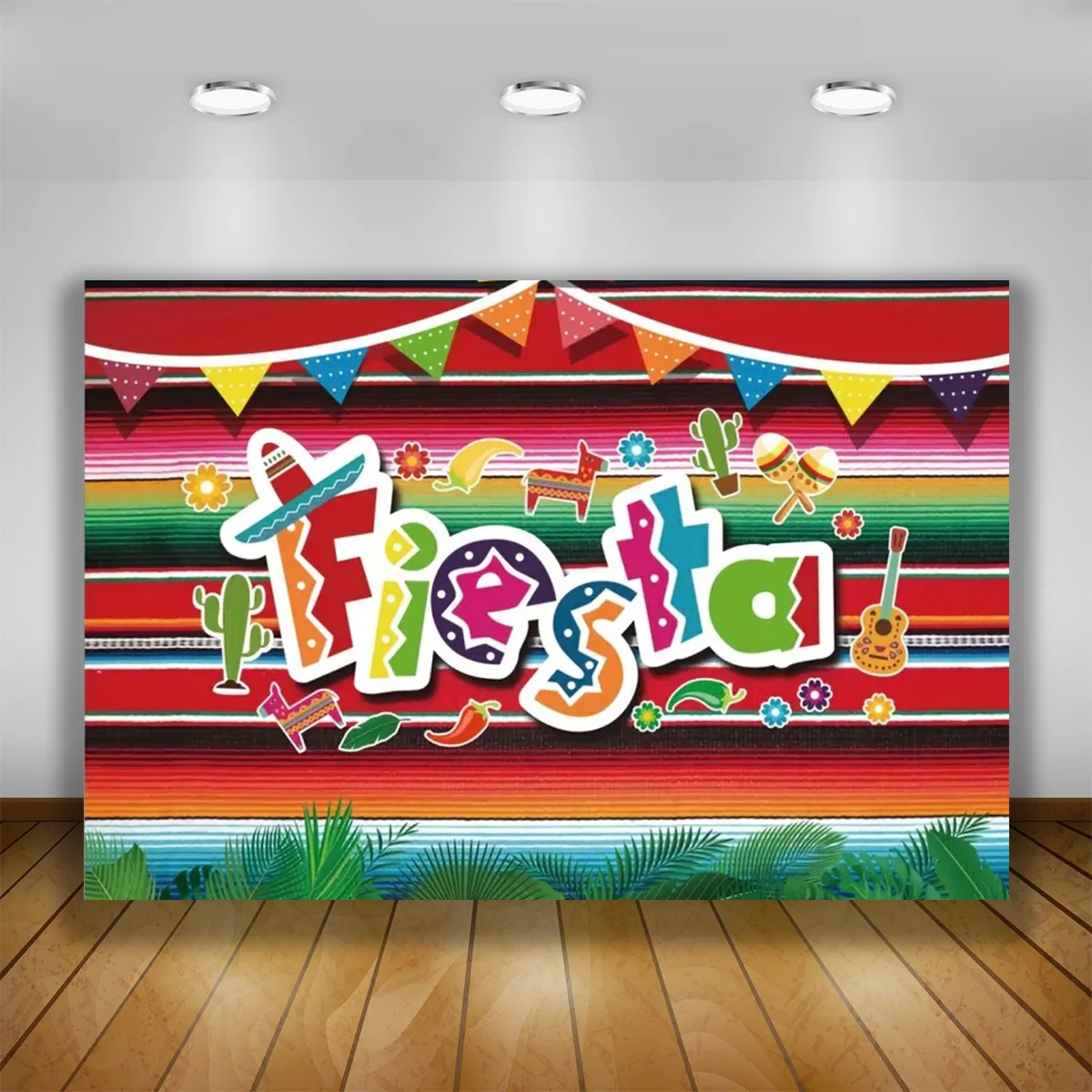 Mexico  fiestas cumpleaños Photography Backdrop Flower Cactus Straw Hat Colorful Decoration Cinco De Mayo Festival Banner Photo