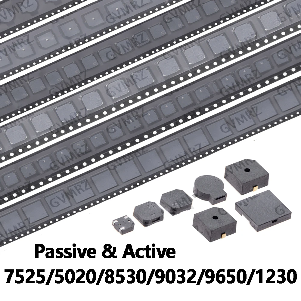 5PCS SMD Piezo Buzzer Assortment Kit 7525/5020/8530/9032/9650/1230 Passive & Active Buzzer for Repairs & DIY Electronics  8530