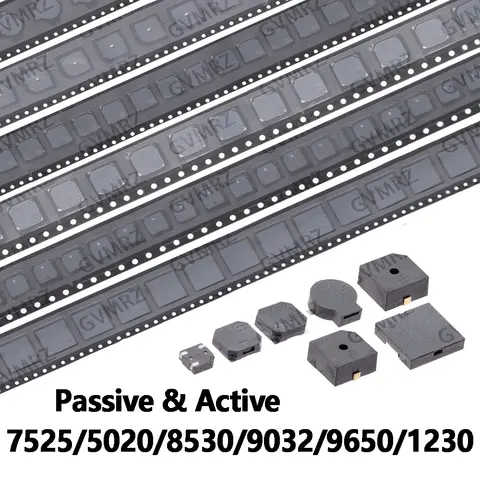 5PCS SMD Piezo Buzzer Assortment Kit 7525/5020/8530/9032/9650/1230 Passive & Active Buzzer for Repairs & DIY Electronics  8530