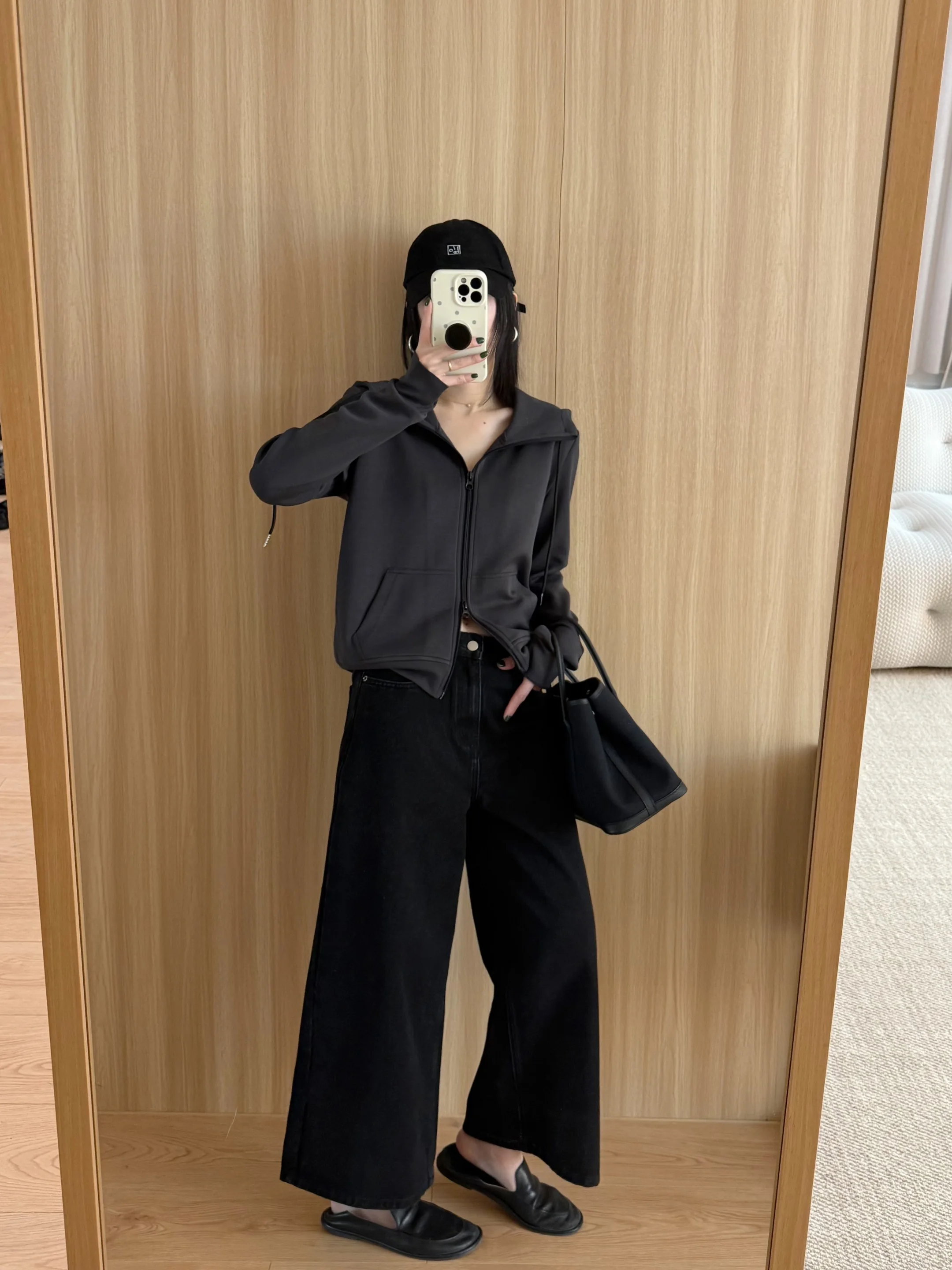 

Elielim Manhattan Night Washed Wide Leg Jeans Women's mid Waist Straight Loose Long Trousers Commute Style Spring Fashion