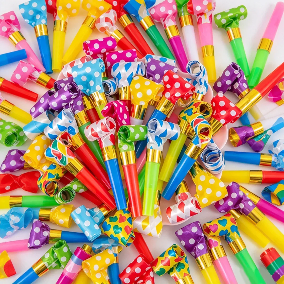 15/35/65Pcs Bulk Party Favor Whistles Random Colors Long Nose Plastic Blowers Noise Makers Birthday Holiday Celebrations ZSY