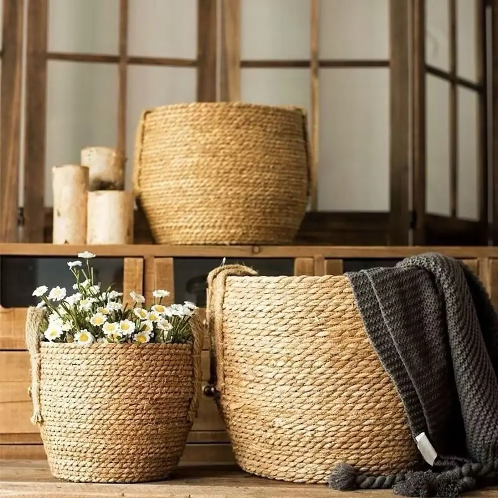 1Pcs For Garden Terraces Flower Pot Basket Planter Basket Rattan Straw Grass Woven Flowerpot Furniture Decoration Mini/S/M/L