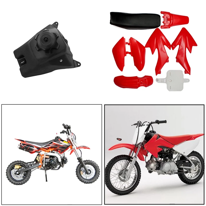 9 Pcs Accessories: 8Pcs 50Cc 110Cc 125Cc 140Cc 4-Stroke Crf50 Pit Off-Road Bike Set Mudguard Seat & 1Pcs Motorcycle Dirt Pit Bik