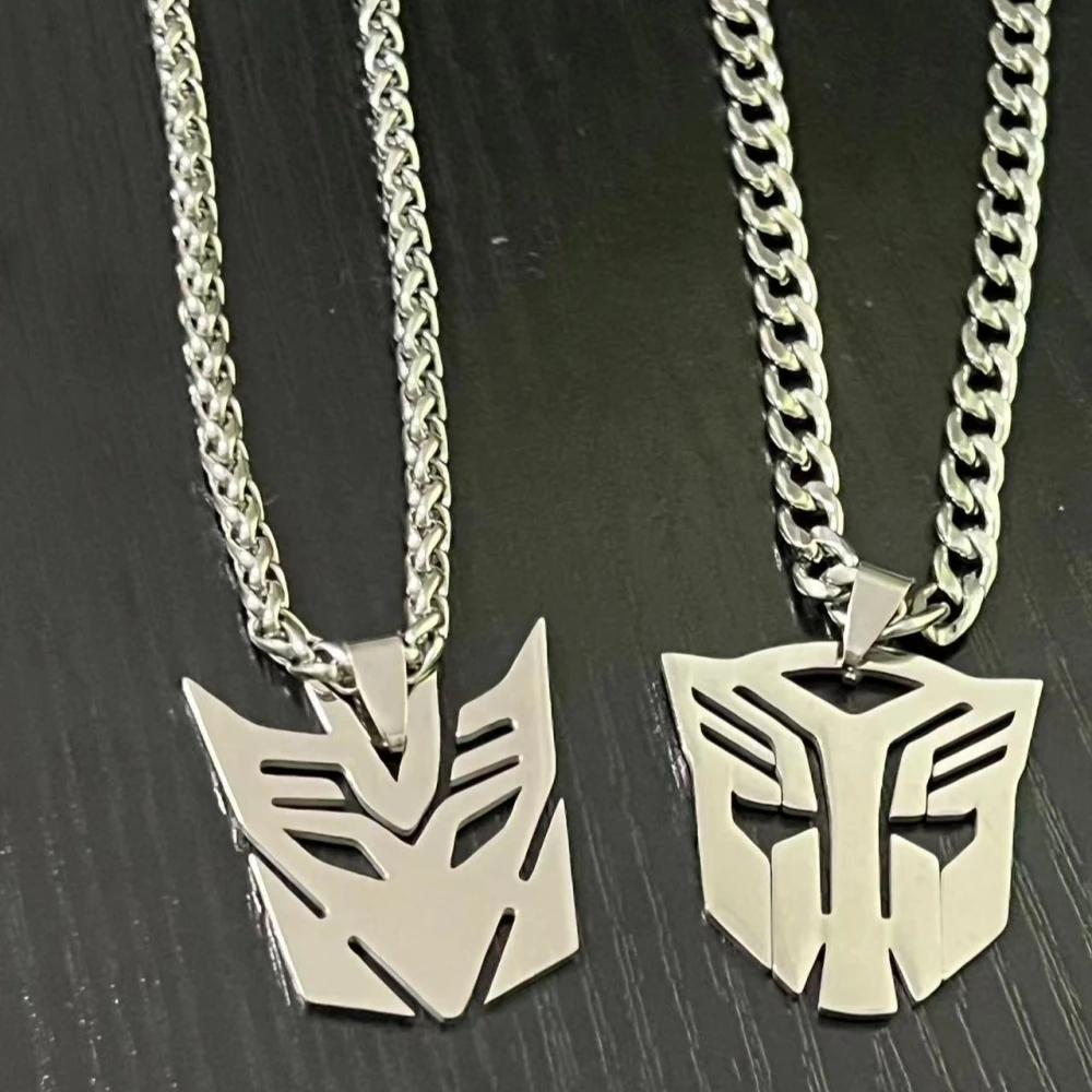 HNSP Anime Movies Autobots Sign Stainless Steel Pendant Chain Necklace For Men Boy Jewelry Accessories Gifts