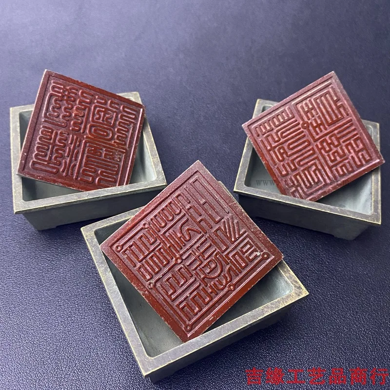 Eight Trigrams Seven Stars Ink Calligraphy Desktop Decoration Ornament Supplies Square Bronze Seal