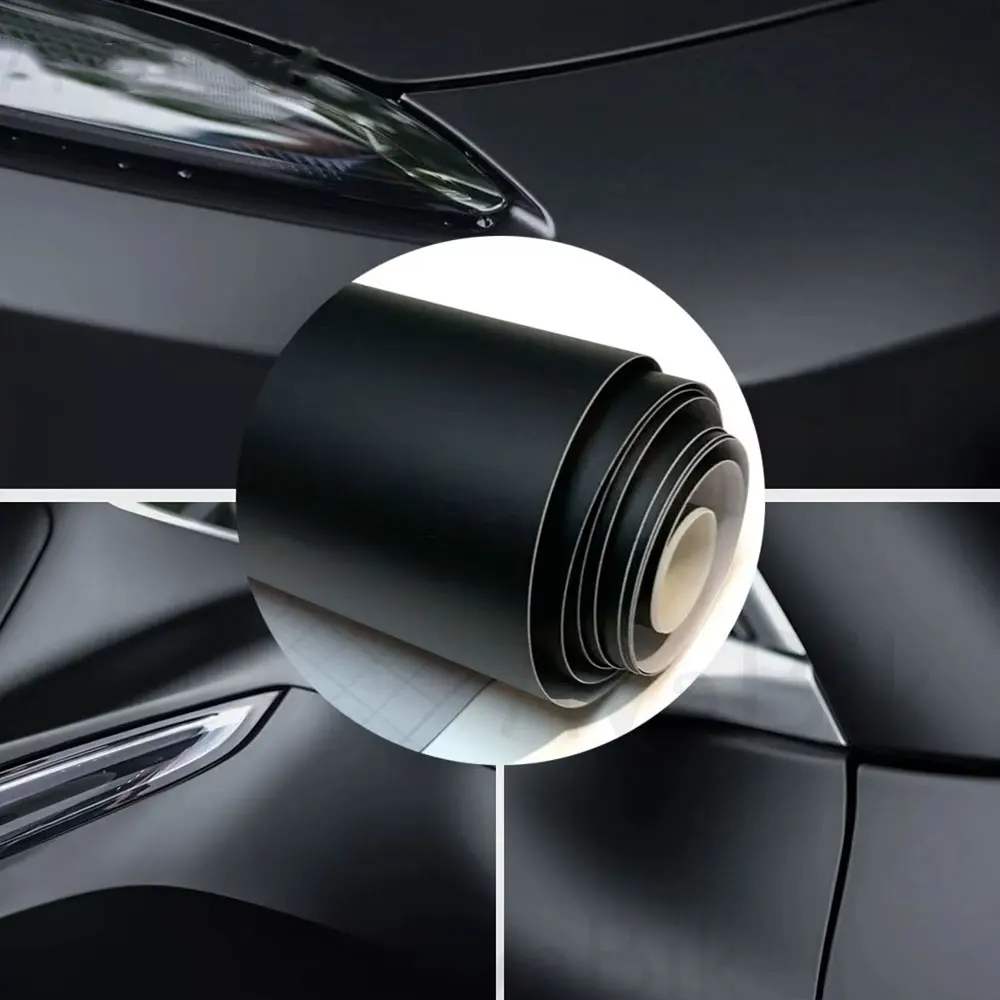 

30/50 см x 152 см автомобильные наклейки ПЭТ качественная матовая черная виниловая пленка самоклеящаяся с отверстием воздуха для защиты порога автомобиля