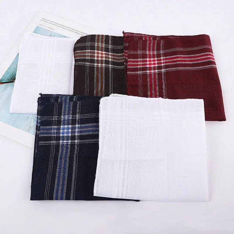 12 Packs Men‘s Fashion Plaid Polyester Cotton Handkerchiefs Decorative Suits Hanky Vintage Plaid Handkerchiefs