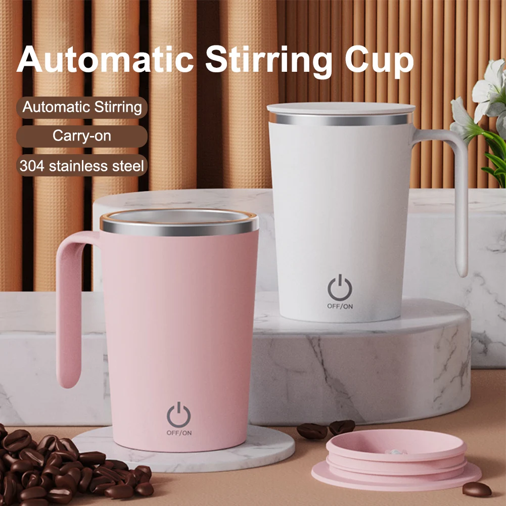 

380ml Portable Automatic Mixing Cup Rechargeable Stainless Steel Automatic Self-stirring Mug With Lid Travel Coffee Milk Mug