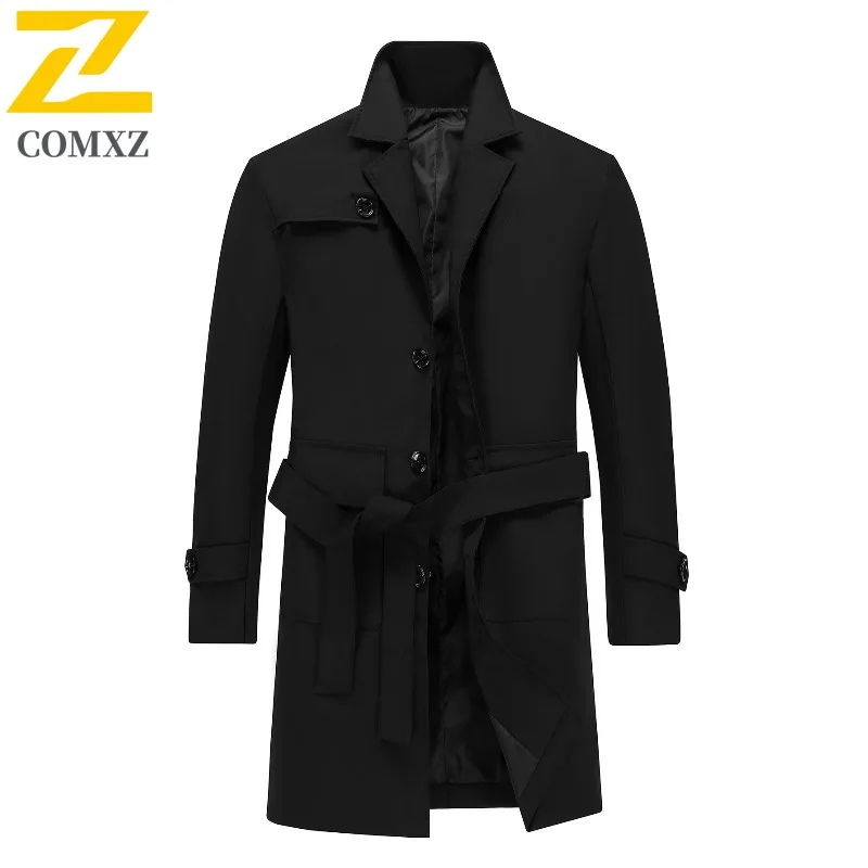 

COMXZ мужской плащ, роскошный воротник-стойка, офисная ветровка с защитой от холода, корейское ветрозащитное легкое зимнее пальто